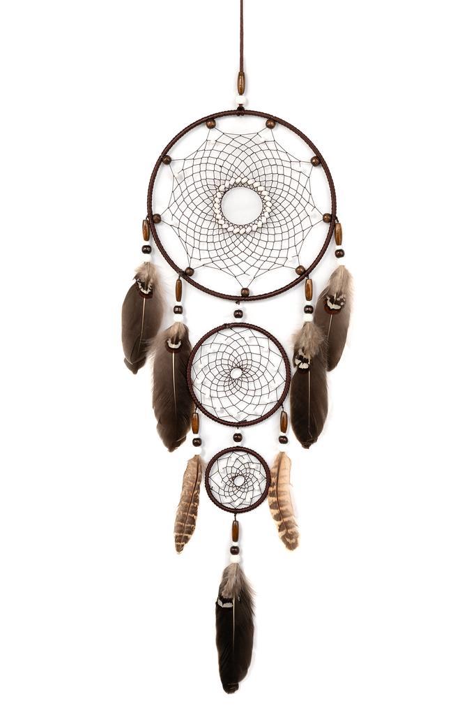Dromenvanger Donkerbruin Dreamcatcher Veren Bruin Bohemian I, Hobby en Vrije tijd, Feestartikelen, Nieuw, Ophalen of Verzenden
