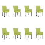 Set van 8 Leren eetkamerstoelen Deal met armleuning -, Ophalen of Verzenden