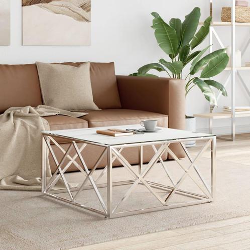 vidaXL Salontafel 80x80x40 cm roestvrij staal en glas, Huis en Inrichting, Tafels | Salontafels, Nieuw, Verzenden
