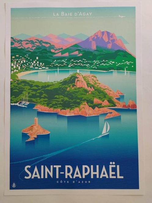 Monsieur Z - Original Travel Poster  Saint Raphaël -, Antiek en Kunst, Kunst | Tekeningen en Fotografie