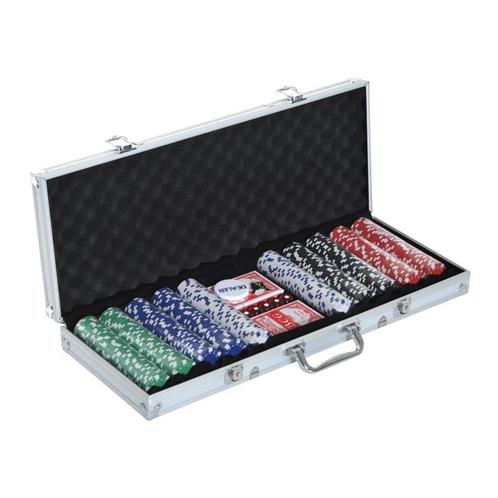 TRUUSK Pokerkoffer Pokerset 500 Pokerchips 2x Pak Kaarten 5x, Hobby en Vrije tijd, Gezelschapsspellen | Overige, Verzenden