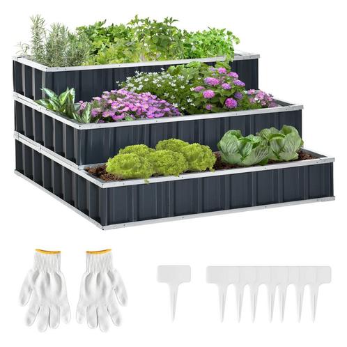 TRUUSK Verhoogd Bloembed van Staal - 3-traps Bloementrap - W, Tuin en Terras, Bloembakken en Plantenbakken, Verzenden