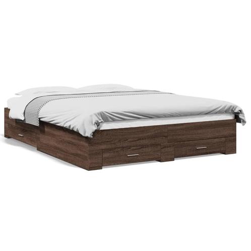 vidaXL Bedframe met lades bewerkt hout bruin eikenkleur, Maison & Meubles, Chambre à coucher | Lits, Envoi