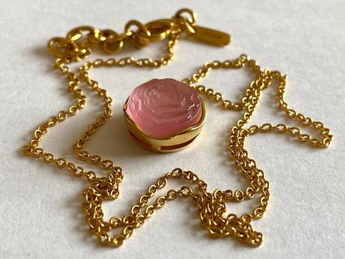 René Lalique - Pivoine - Doré à lor, cristal - Collier avec, Antiek en Kunst, Antiek | Glaswerk en Kristal
