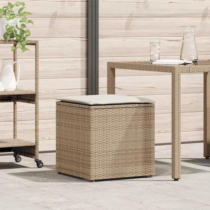 vidaXL Kussenbox met opslag Beige 50 x 50 x 50 cm poly, Tuin en Terras, Bergingen en Tuinkasten, Nieuw, Verzenden