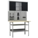 vidaXL Werkbank met drie wandpanelen en een kast, Doe-het-zelf en Bouw, Werkbanken, Verzenden, Nieuw