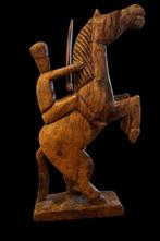Beeld, Cavaliere a cavallo - 38 cm - Hout