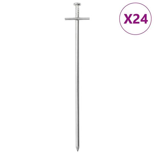 vidaXL Tentharingen 24 st Ø6 mm 23 cm gegalvaniseerd staal, Caravans en Kamperen, Tentaccessoires, Nieuw, Verzenden
