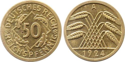 Duitsland 50 Reichspfennig 1924 Proof geringe Puenktchen..., Postzegels en Munten, Munten | Europa | Niet-Euromunten, België, Verzenden
