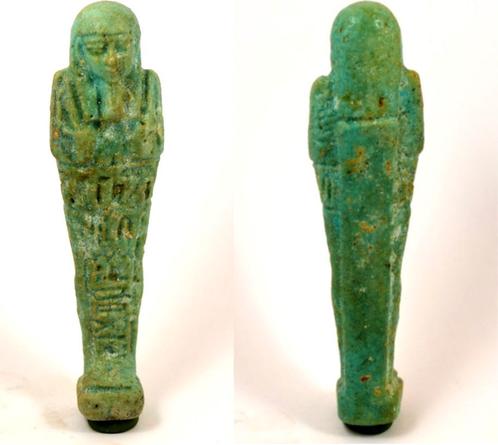 Ca500-350bc Egypt Late Period blue-green faience ushabti..., Postzegels en Munten, Munten en Bankbiljetten | Verzamelingen, Verzenden