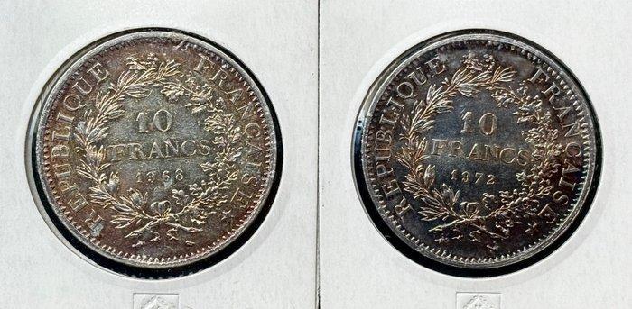 Frankrijk. 10 Francs 1968 e 1972 Hercule (2 moedas) (Zonder, Postzegels en Munten, Munten | Europa | Euromunten