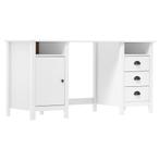 vidaXL Bureau Hill 150x50x74 cm massief grenenhout wit, Huis en Inrichting, Bureaus, Verzenden, Nieuw