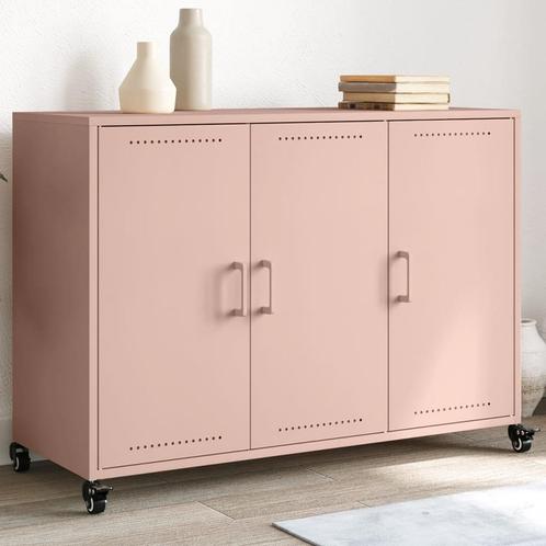 vidaXL Dressoir 100,5x39x72 cm staal roze, Huis en Inrichting, Kasten | Dressoirs, Nieuw, Verzenden