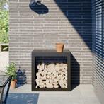 vidaXL Haardhoutrek 60x40x60 cm staal zwart, Tuin en Terras, Verzenden