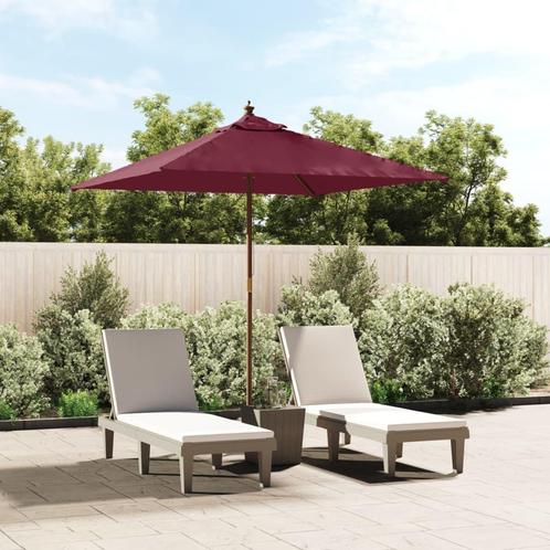vidaXL Parasol met houten paal 198x198x231 cm bordeauxrood, Tuin en Terras, Parasols, Nieuw, Verzenden