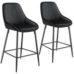 tectake Barkruk Siera met rugleuning - Fluweellook zwart/zwa, Huis en Inrichting, Barkrukken, Verzenden, Nieuw