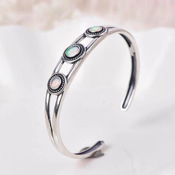 Sans Prix de Réserve - Bracelet Argent - Opal - Certifié
