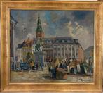 Johannes (Jan) Korthals (1916-1972) - Hobro plein Kopenhagen, Antiek en Kunst