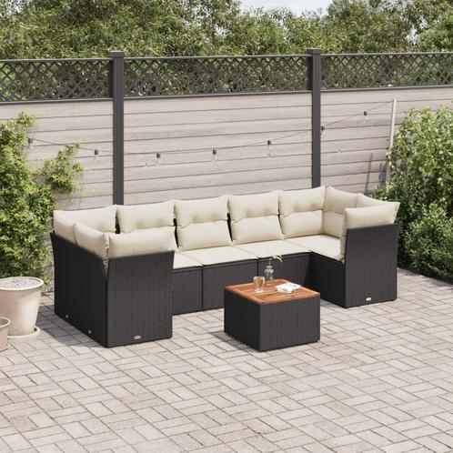 vidaXL 8-delige Loungeset met kussens poly rattan zwart, Tuin en Terras, Tuinsets en Loungesets, Loungeset, Nieuw, Verzenden