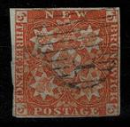 New Brunswick 1851 - 3 D. rood gebruikt - S.G. nr.2, Gestempeld