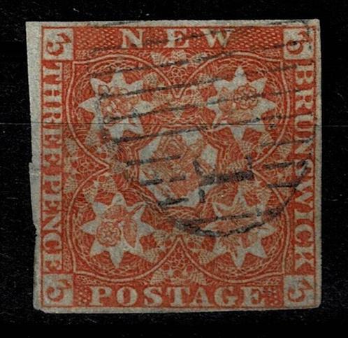 New Brunswick 1851 - 3 D. rood gebruikt - S.G. nr.2, Postzegels en Munten, Postzegels | Europa | UK