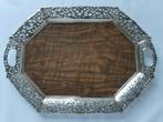 2 Dienbladen Groot en Klein met brede Verzilverde Rand -, Antiek en Kunst