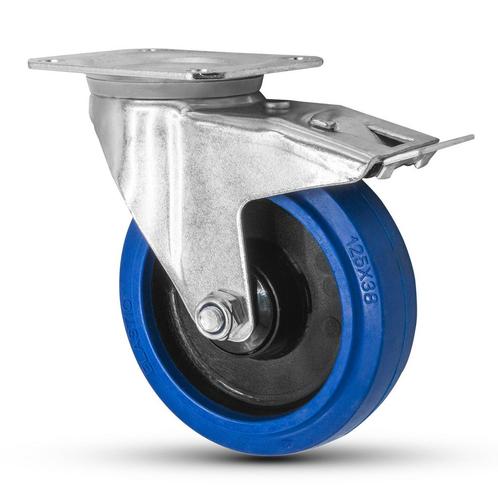 FORTEX Blue Wheel zwenkwiel Ø125mm met dubbele rem WLL 220kg, Muziek en Instrumenten, Licht en Laser, Verzenden