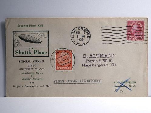 Duitsland+Verenigde Staten 1936 - Zeppelin. Mail via Shuttle, Postzegels en Munten, Postzegels | Europa | Duitsland