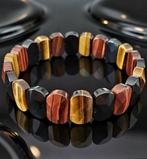 Facetgeslepen armband in multikleurig tijgeroog. Echte, Verzamelen