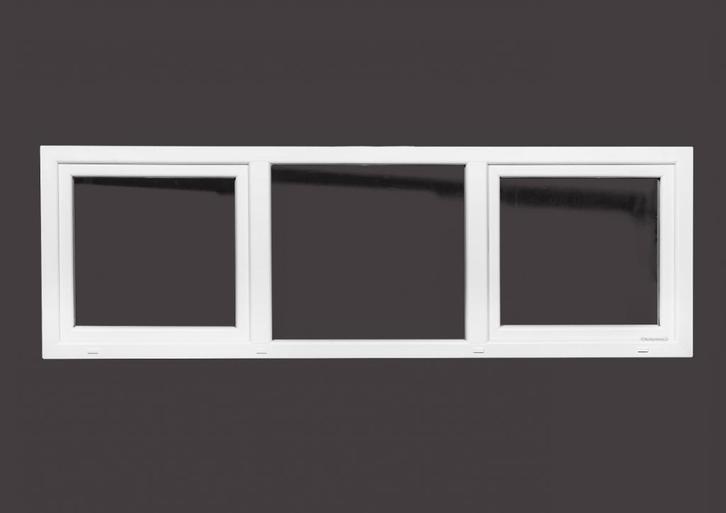 PVC draaikiep-vast-draaikiep b250xh80 cm wit intrek, Doe-het-zelf en Bouw, Glas en Ramen, Dubbelglas, Nieuw, Gevelraam of Ruit
