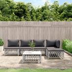 vidaXL 6-delige Loungeset met kussens staal wit, Tuin en Terras, Tuinsets en Loungesets, Verzenden, Nieuw, Loungeset