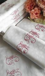 9 tovaglioli ricamo a mano grandi cifre rosse - Serviette de