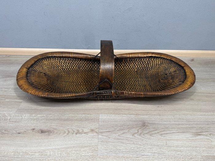 Authentieke Houten Oogstmand - Mand - Hout, Metaal, riet, Antiek en Kunst, Curiosa en Brocante