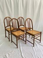 Stoel - Hout, rieten - Set van vier houten stoelen met