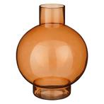 Glazen vaas - rond - bruin - diameter 28 cm  - hoogte 35.5, Huis en Inrichting, Woonaccessoires | Vazen, Nieuw, Verzenden