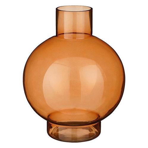 Glazen vaas - rond - bruin - diameter 28 cm  - hoogte 35.5, Maison & Meubles, Accessoires pour la Maison | Vases, Envoi