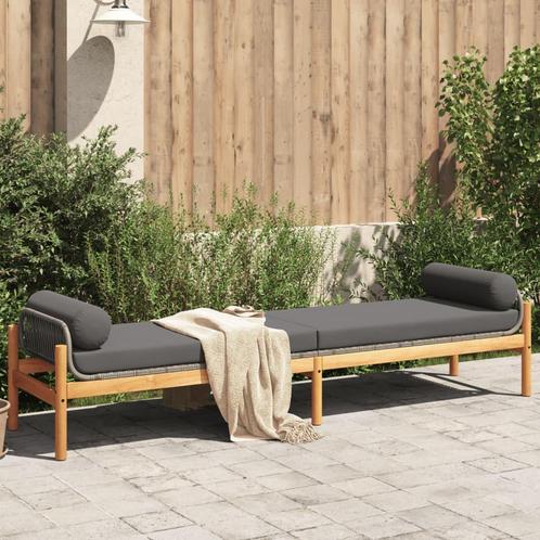 vidaXL Tuinbank met kussen poly rattan acacia grijs, Tuin en Terras, Tuinsets en Loungesets, Nieuw, Verzenden