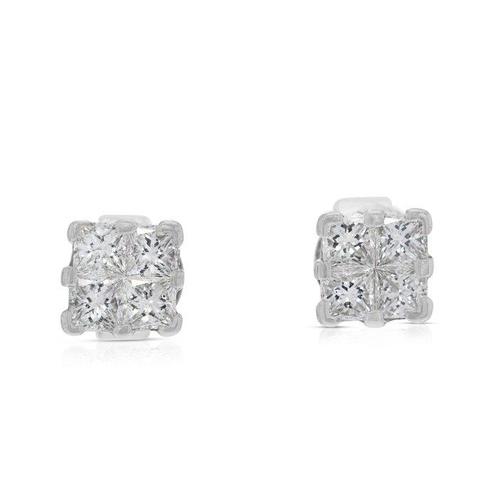 Oorbellen - 18 karaat Witgoud -  0.80ct. tw. Diamant, Handtassen en Accessoires, Oorbellen