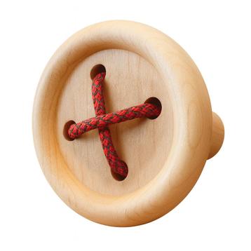 Grappige houten knoop-/wandhaak (met veters, rood) beschikbaar voor biedingen