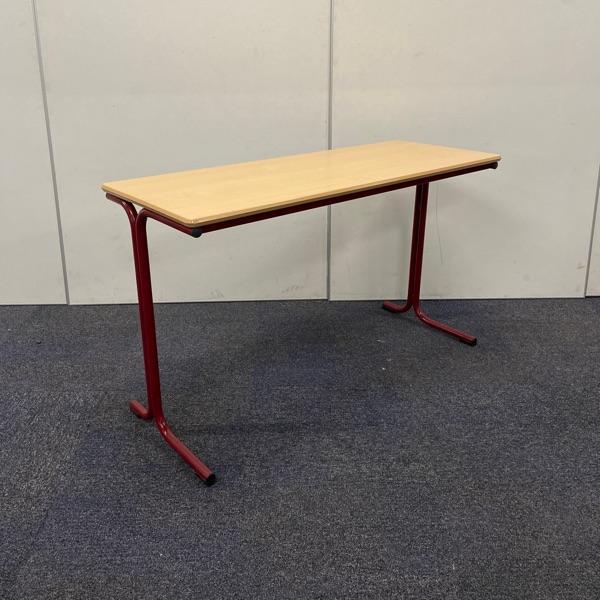 schooltafel, leraartafel 130x50 cm, licht beuken - rood, Huis en Inrichting, Tafelonderdelen, Gebruikt