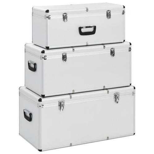 vidaXL Opbergkoffers 3 st aluminium zilverkleurig, Doe-het-zelf en Bouw, Gereedschapskisten, Nieuw, Verzenden