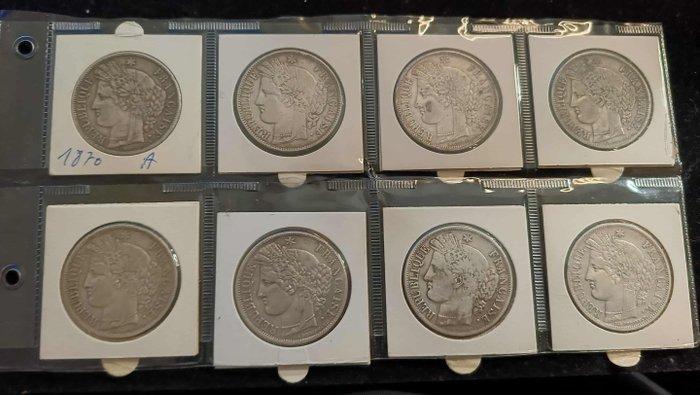 Frankrijk. 5 Francs 1849/1871 Hercule (lot of 8 coins), Postzegels en Munten, Munten | Europa | Euromunten