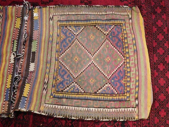 Antieke Handgeweven dubbele Soumak Saddle Bag - Wol -, Antiquités & Art, Art | Art non-occidental
