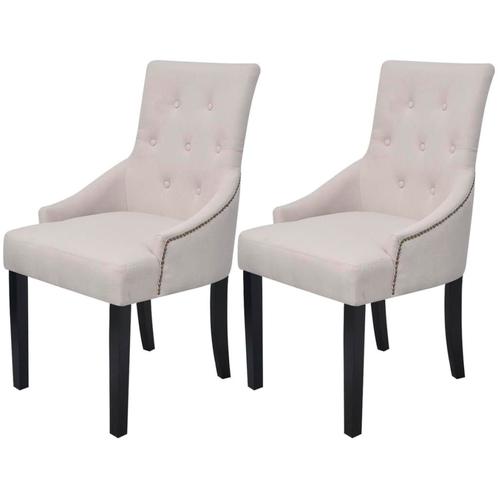 vidaXL Eetkamerstoelen 2 st stof crèmegrijs, Huis en Inrichting, Stoelen, Nieuw, Verzenden
