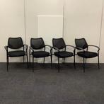 Complete set van 4 stuks vergaderstoelen/ stapelstoelen, Gebruikt, Zwart