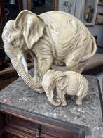 sculptuur, Coppia elefanti - 30 cm - Terracotta