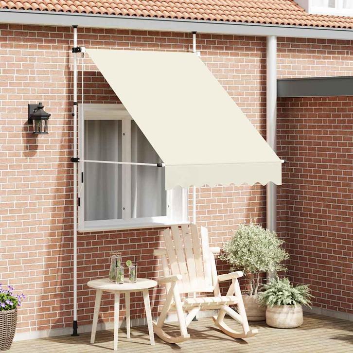 vidaXL Luifel handmatig uittrekbaar 150 cm crème, Tuin en Terras, Zonneschermen, Nieuw, Verzenden