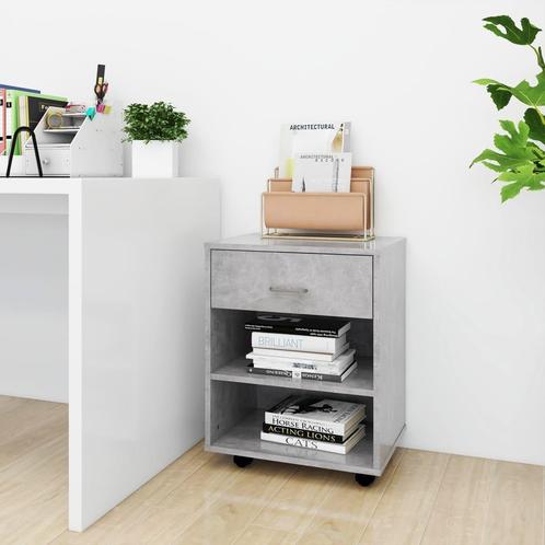 vidaXL Rolkast 46x36x59 cm bewerkt hout betongrijs, Huis en Inrichting, Kasten | Overige, Nieuw, Verzenden