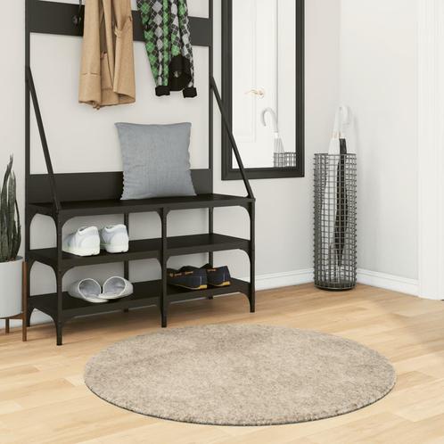 vidaXL Vloerkleed ISTAN hoogpolig glanzend Ø 100 cm beige, Huis en Inrichting, Stoffering | Tapijten en Vloerkleden, Nieuw, Verzenden