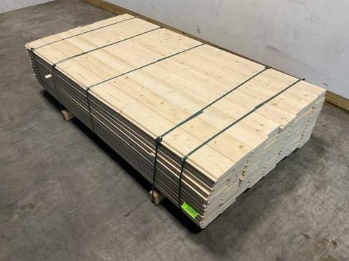 Veiling - 60x Vuren blokhutprofiel mes- en groef 209x14,5x2,, Doe-het-zelf en Bouw, Hout en Planken, Nieuw